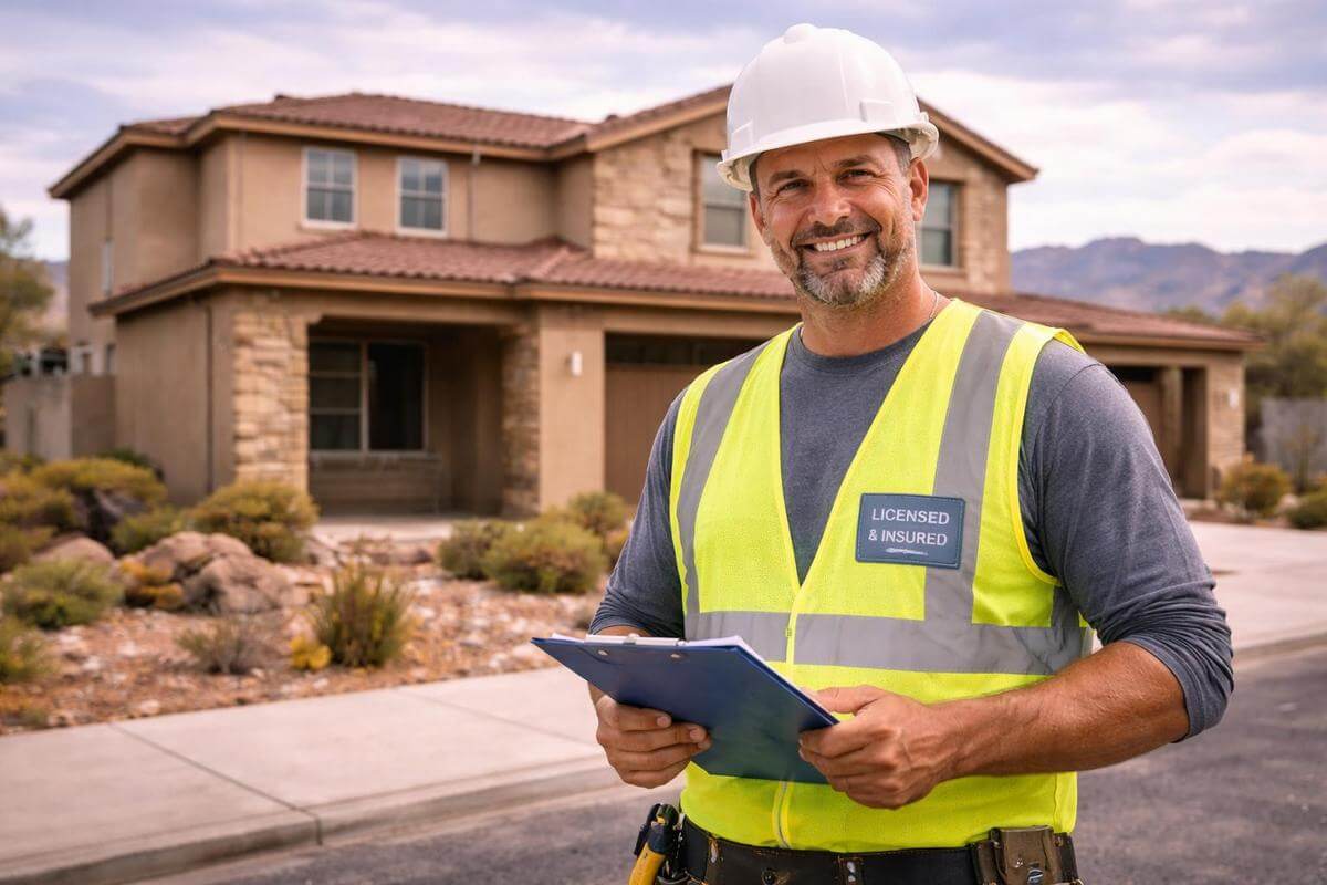 Sunset Coatings inspector preparing a written stucco estimate
